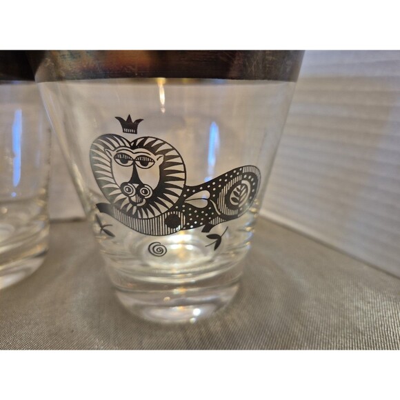 VTG Georges Briard Silver Regal Lion Mid-century Double Old Fashions Set Of 2 - Picture 4 of 9